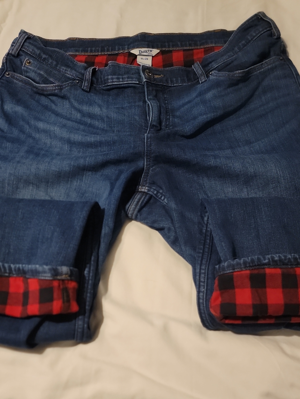 Duluth Trading Co Blue Denim Flannel Lined Jeans